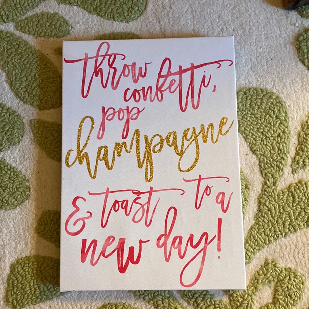 Cute pink and gold glittered canvas print